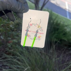 Lightsaber earrings green